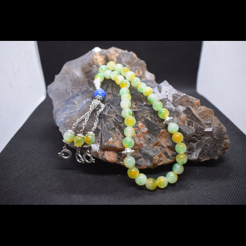 Yellowish Green Agate(Aqeeq) Tasbeeh