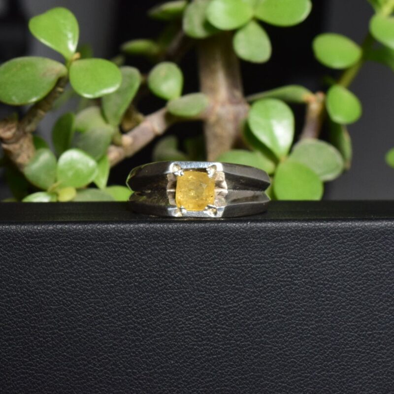 Natural Yellow Sapphire Ring | Pukhraj in 925 Silver