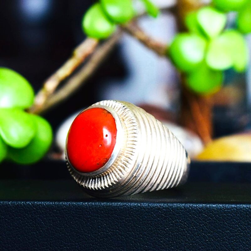 Natural Red Coral Marjan Ring7