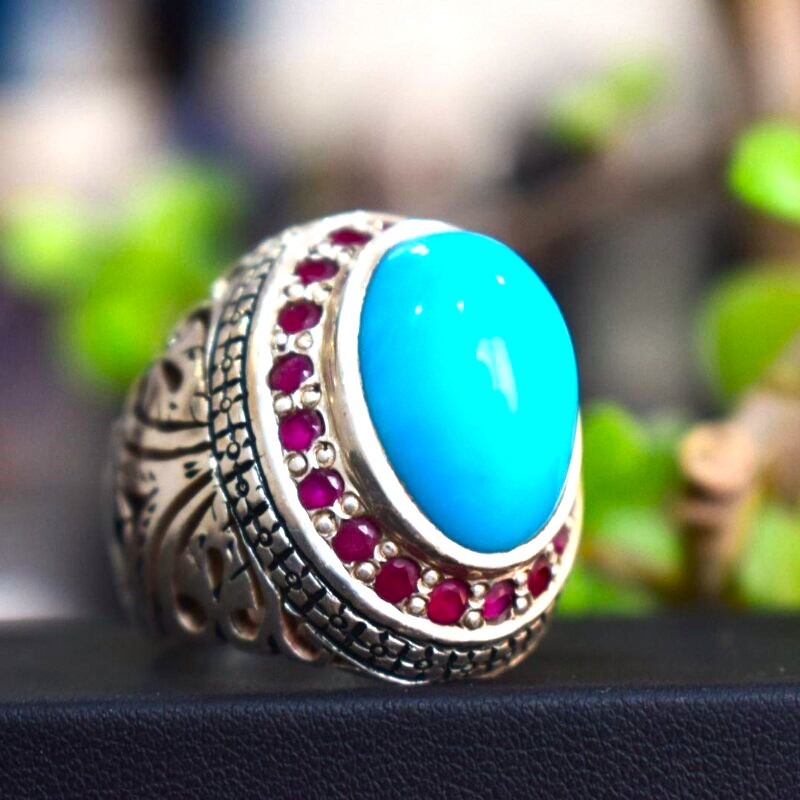 Natural Turquoise Feroza Handmade Silver Ring(2)