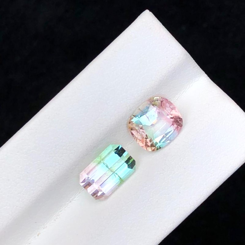 Bi Color Natural Tourmaline Set(T2.37 Ct & 2.39)