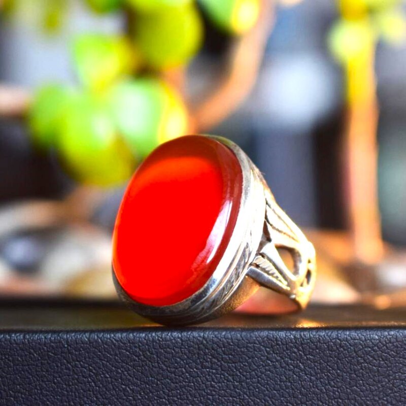 Carnelian Agate Yemeni Aqeeq Ring for man