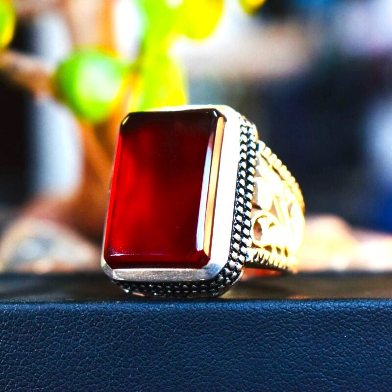 Natural Carnelian Agate Yemeni Aqeeq Ring (18) (1)