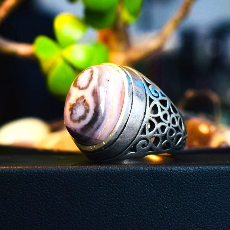 Natural Eye Agate Aqeeq Ring