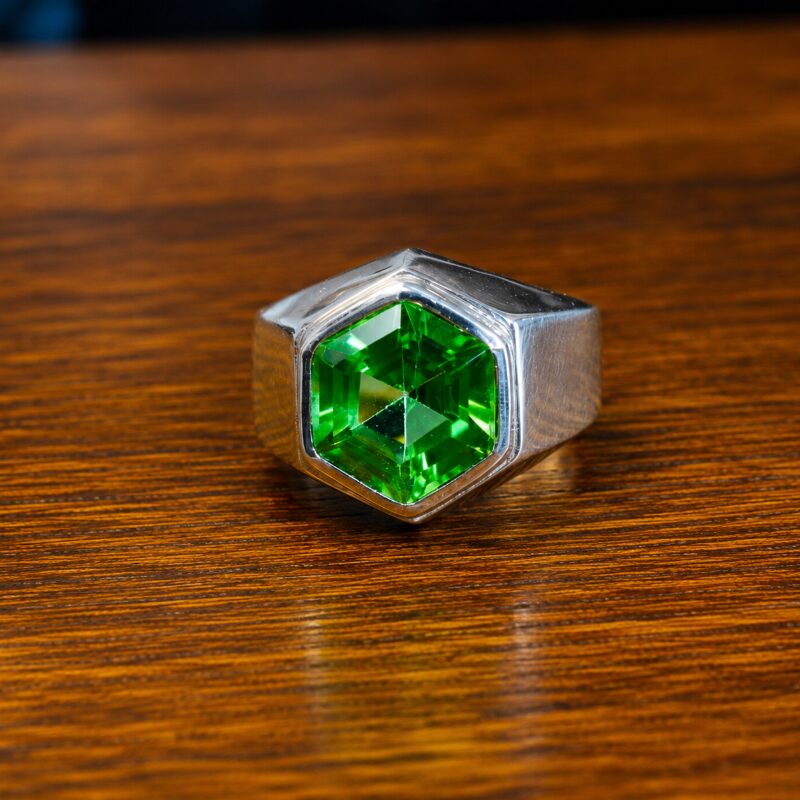 Natural Peridot Sterling Silver Ring for Men– Classic Design