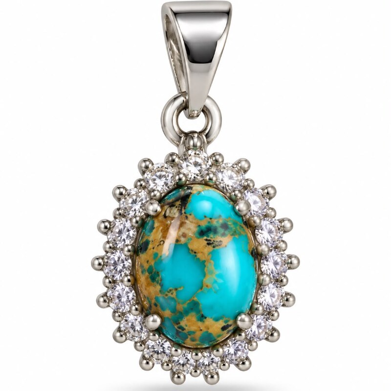 Natural Turquoise Silver Pendant Premium Gemstone Jewelry