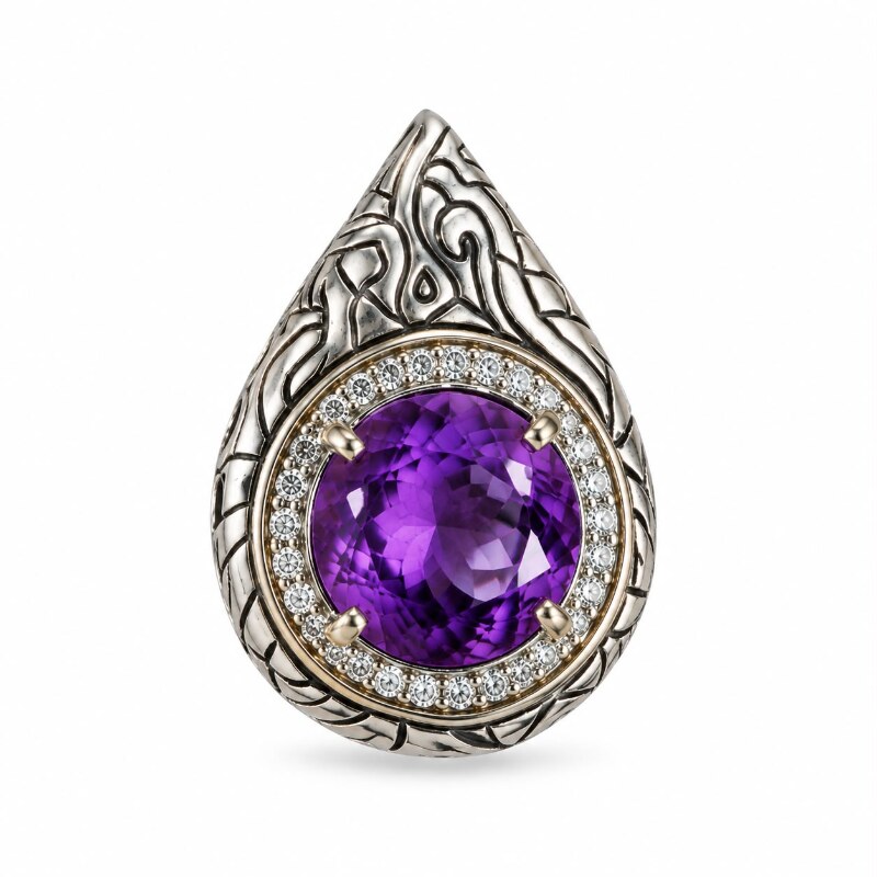 Natural Amethyst Silver Pendant Turkish Design (2)