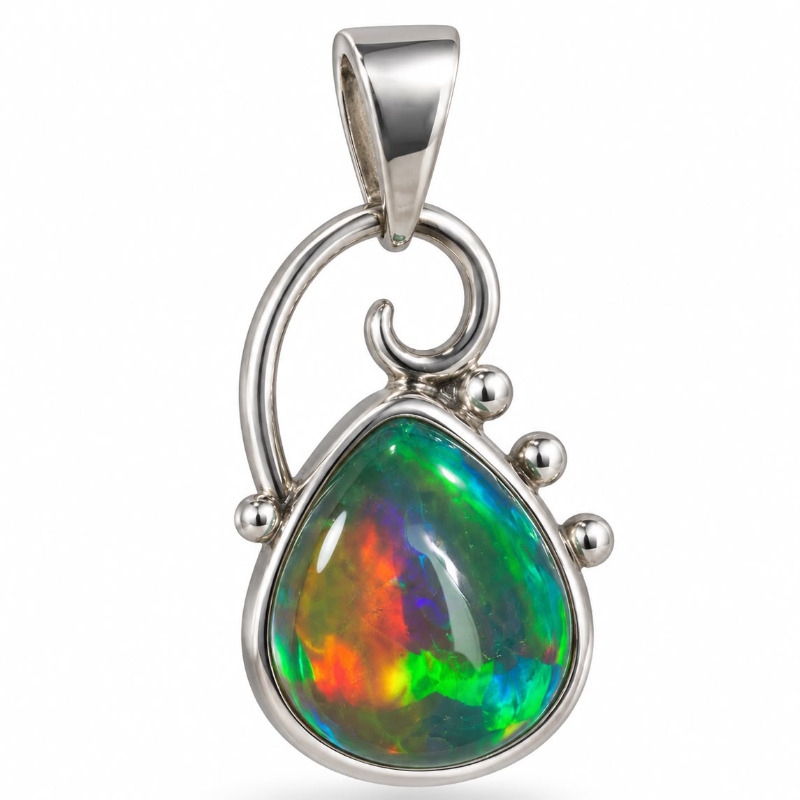 Natural Opal Silver Pendant Premium Opal Jewelry (2)